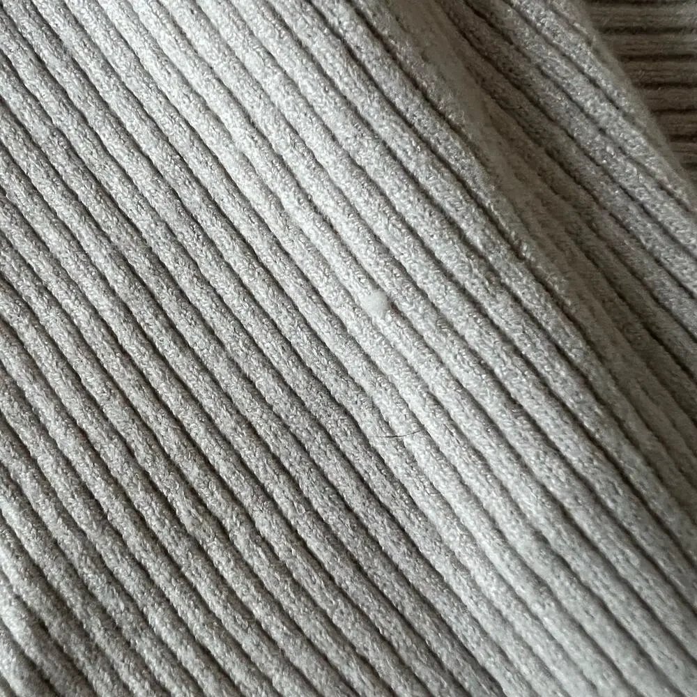 Carmen Marc Valvo Oatmeal Neutral Ribbed Knit Zipper Sleeve Sweater | S - Picture 5 of 6